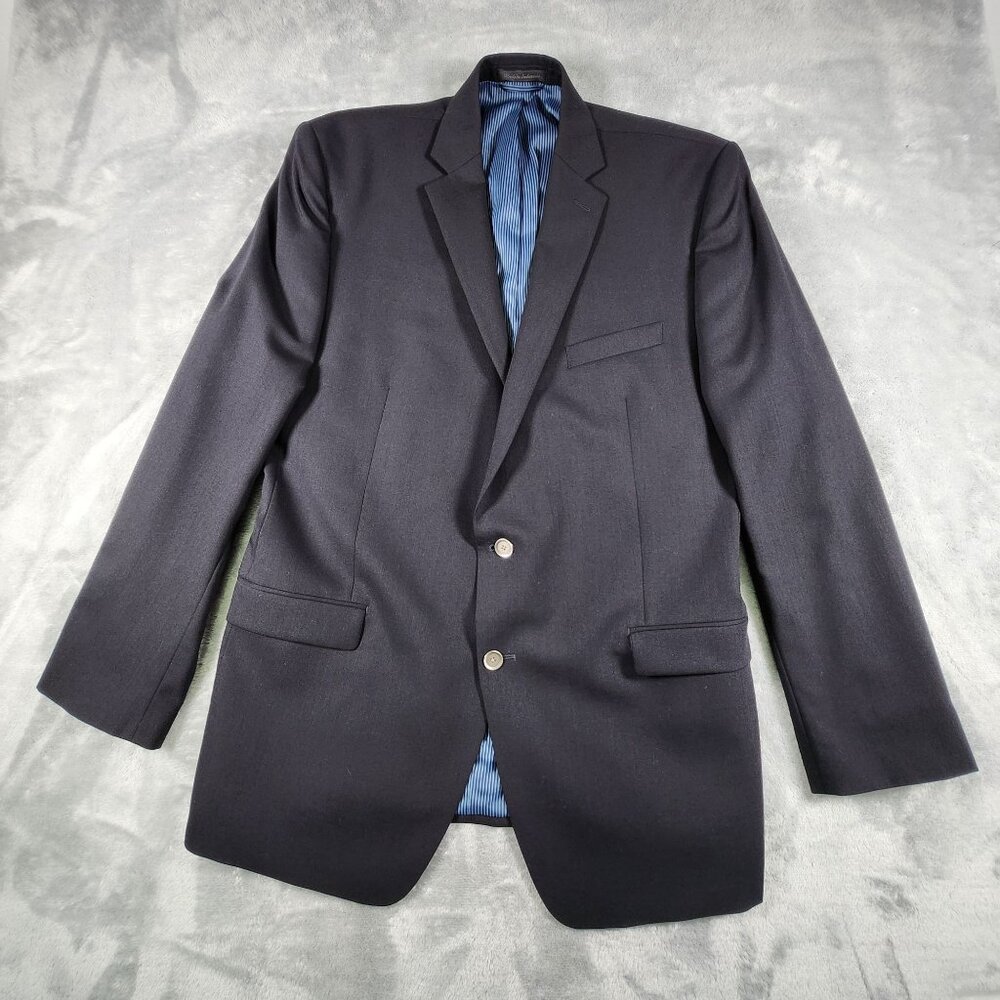 Calvin Klein Wool Blazer Sport Coat 44L Black Corporate Business Formal Evening